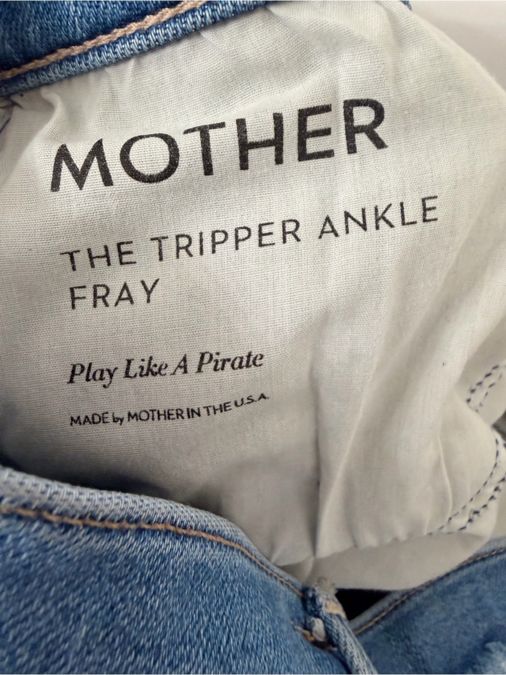 MOTHER The Tripper Ankle Fray Play Like a Pirate Blue Size 30 - Picture 9 of 13